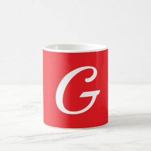Caneca De Café Letra Inicial Monograma Vermelho Branco Simples