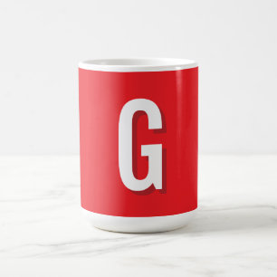 Caneca De Café Letra Inicial Monograma Vermelho Branco Simples