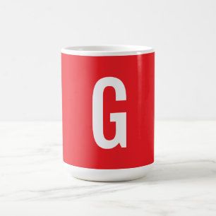 Caneca De Café Letra Inicial Monograma Vermelho Branco Simples