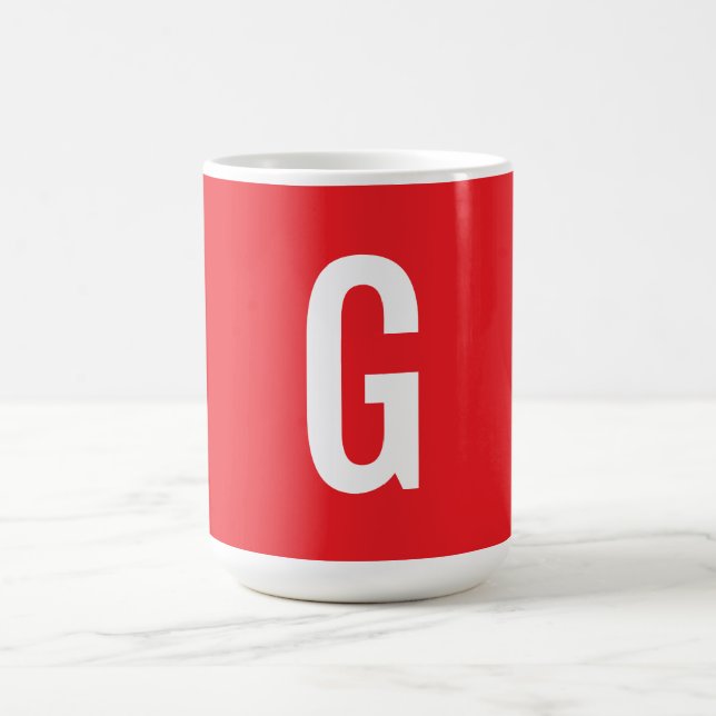 Caneca De Café Letra Inicial Monograma Vermelho Branco Simples (Centro)