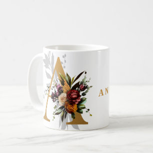 Caneca De Café Letra Inicial Personalizada A com Sobrenome