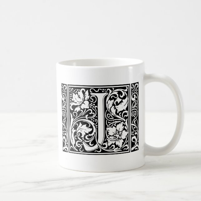 Caneca De Café Letra J Monograma Medieval Art Nouveau (Direita)