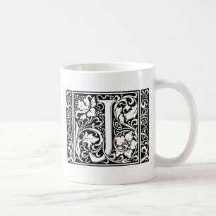 Caneca De Café Letra J Monograma Medieval Arte Nova