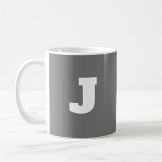 Caneca De Café Letra J Nome Inicial Mug Para Ele Cinza Grande