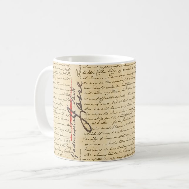 Caneca De Café Letra Jane Austen Coffee Mug (Frente Esquerda)