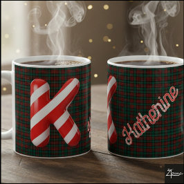 Caneca De Café Letra K de Natal Listrada de Cana de Açúcar Brilha