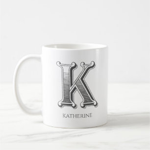 Caneca De Café Letra K Monograma Nome Moderno Café Mug