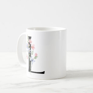 Caneca De Café Letra L com flores