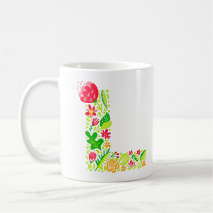 Caneca De Café Letra L em Flores Coffee Mug