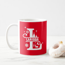 Caneca De Café Letra L Monograma Nome inicial Vermelho