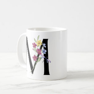 Caneca De Café Letra M com flores