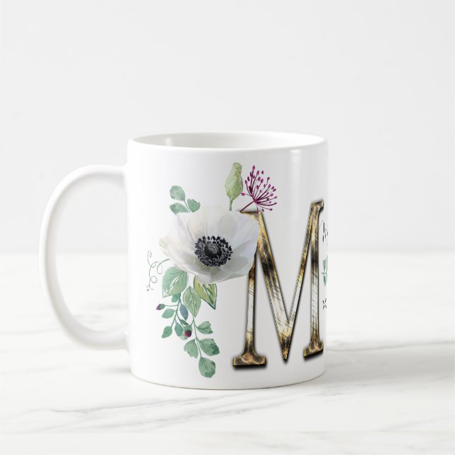 Caneca De Café Letra M com flores elegantes Coffee Mug (Esquerda)