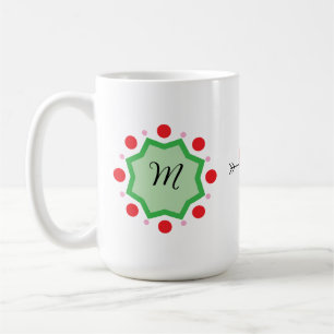 Caneca De Café Letra M de Monograma Elegante – Emblema Verde com