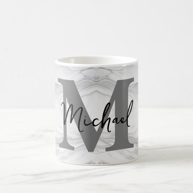 Caneca De Café Letra M Monograma de Mármore Moderna e Clássica (Centro)