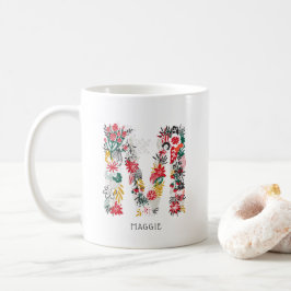Caneca De Café Letra M | Whimsical Floral - Letra Monograma I Mug