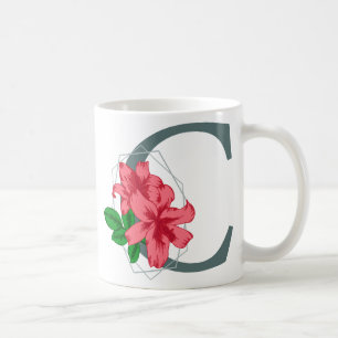 Caneca De Café Letra maiúscula C monograma floral