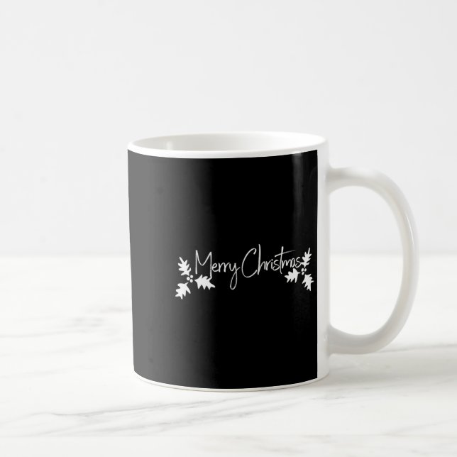 Caneca De Café Letra manuscrita de Feliz Natal com azevinho  (Direita)