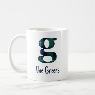 Caneca De Café Letra Minúscula g em Xadrez e Nome