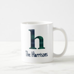 Caneca De Café Letra Minúscula h em Xadrez e Nome