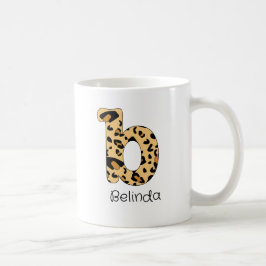 Caneca De Café Letra Minúscula Inicial b em Impressão de Leopardo
