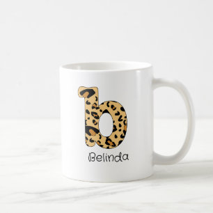 Caneca De Café Letra Minúscula Inicial b em Impressão de Leopardo