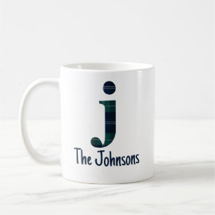 Caneca De Café Letra Minúscula j em Xadrez e Nome