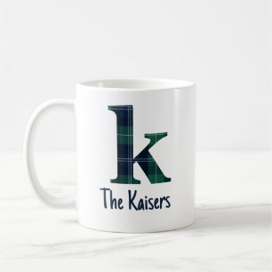 Caneca De Café Letra Minúscula k em Xadrez e Nome
