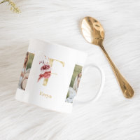 Letra Moderna Dourada Flor F | Dois Monogramas fot