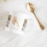 Caneca De Café Letra Moderna Dourada Flor K | Dois Monogramas fot<br><div class="desc">Letra Moderna Dourada Flor K | Dois Monogramas fotográficos</div>