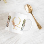 Caneca De Café Letra Moderna Dourada Flor Q | Dois Monogramas fot<br><div class="desc">Letra Moderna Dourada Flor Q | Dois Monogramas fotográficos</div>