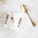 Caneca De Café Letra Moderna Dourada Flor V | Dois Monogramas fot<br><div class="desc">Letra Dourada moderna Flor V| Monograma de duas fotos</div>