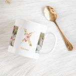 Caneca De Café Letra Moderna Dourada Flor X | Dois Monogramas fot<br><div class="desc">Letra Moderna Dourada Flor X | Dois Monogramas fotográficos</div>