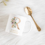Caneca De Café Letra Moderna Dourada Watercolor R | Monograma<br><div class="desc">Letra Moderna Dourada Watercolor R | Monograma</div>