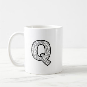 Caneca De Café Letra Monograma Real Q - Arte de Luxo Minimalista