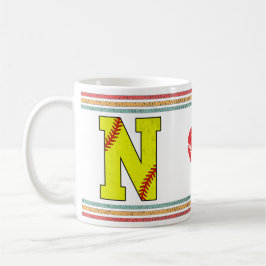 Caneca De Café Letra N de Softbol Retro Vintage Distress