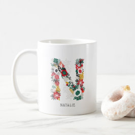 Caneca De Café Letra N | Whimsical Floral - Letra Monograma I Mug
