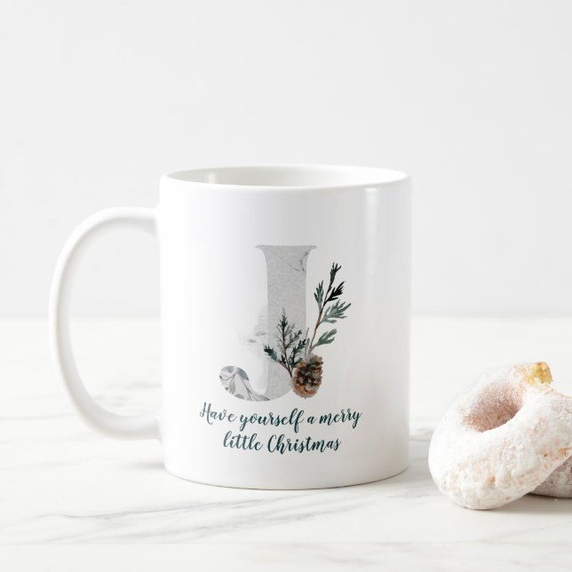 Caneca De Café Letra Natal J Alfabet Coffee Mug (Com Donut)
