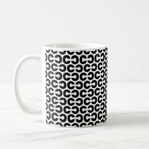 Caneca De Café Letra Negra alfabeto C Padrão