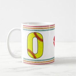 Caneca De Café Letra O de Softbol Vintage Retro Antiga Escola
