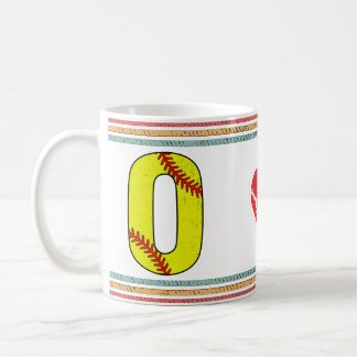 Caneca De Café Letra O de Softbol Vintage Retro Antiga Escola