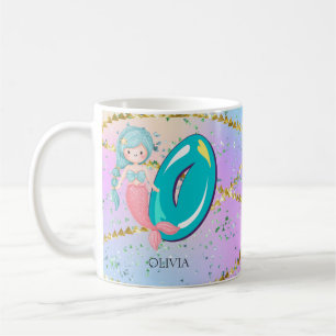 Caneca De Café Letra O Monograma, Aquarela, Enfermeiro de Mermaid