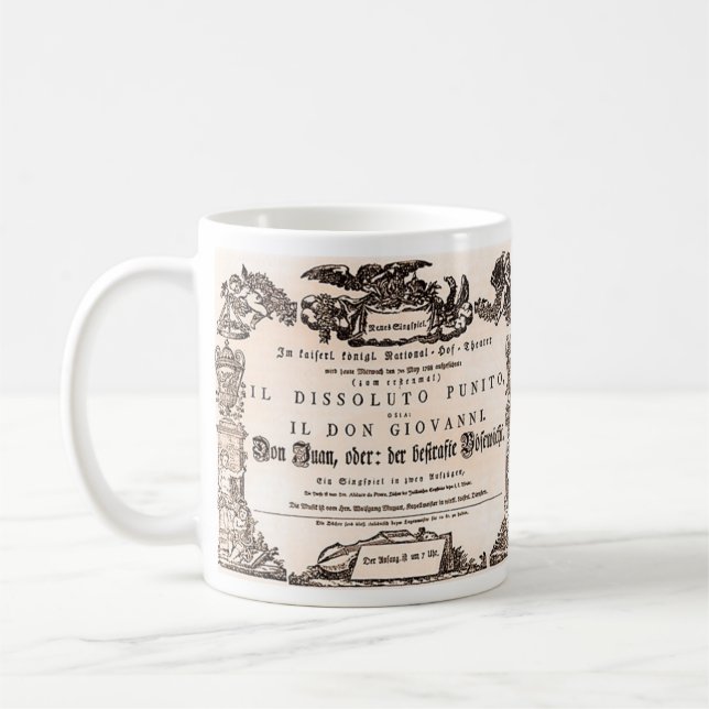 Caneca De Café Letra original, estreia de Viena de Don Giovanni (Esquerda)