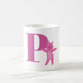 Caneca De Café Letra P & porco