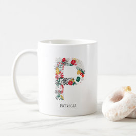 Caneca De Café Letra P | Whimsical Floral - Letra Monograma I Mug