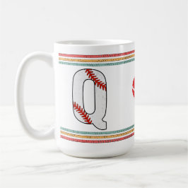 Caneca De Café Letra Q Atlética de Beisebol Vintage Retro