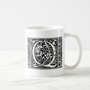 Caneca De Café Letra Q Monograma Medieval Arte Nova
