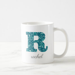 Caneca De Café Letra R Blue Sparkly Personalised Mug