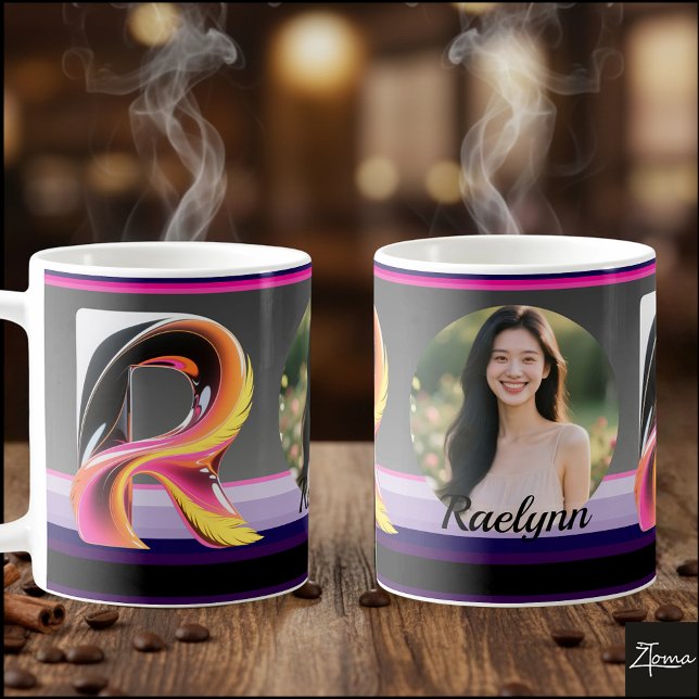 Caneca De Café Letra R Fluida Abstrata Neon Pena (This is a sample design. There are several models to choose from, with the name and color changed.
)