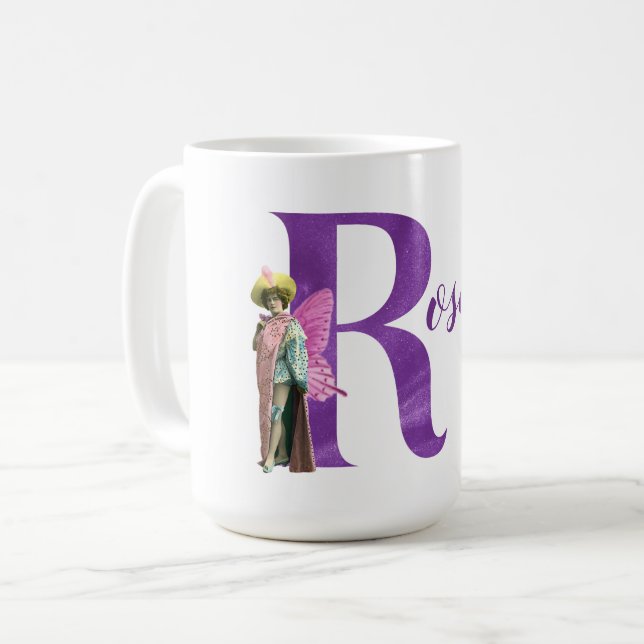 Caneca De Café Letra R Ilustrada Shimmer Puro Campy (Frente Esquerda)