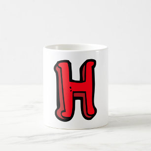 Caneca De Café Letra vermelha escura H alfabeto divertido